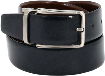

LEX TAVIS Men Formal, Evening Black, Tan Genuine Leather Reversible Belt, Black and tan
