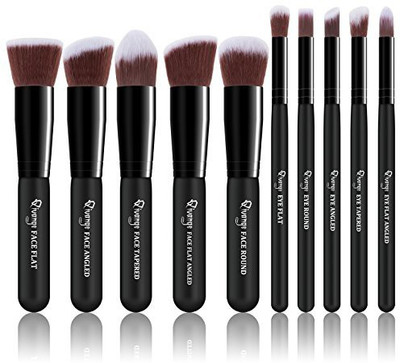 

QIVANGE Makeup Brush Set Kabuki Brushes Foundation Blush Blending Eyeshadow Face Powder Brushes Makeup Brush Kit Black(Pack of 10)