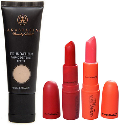 

anastasia Beverly Vills Foundation Fond De Teint SPF 15, Giambattista Valli lipstick pack of 2(Set of 3)