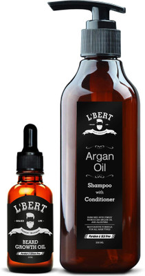 

LBERT Combo Pack of Forest Ranger Beard Growth Oil For Men – 30 ML | Enriched with 100% Natural Ingredients like Argan Oil, Rosemary Oil, Clove Oil, Olive Oil, Almond Oil, Red Clover & Vitamin E + Moroccan Argan Oil Shampoo with Conditioner, Vitamin Enric