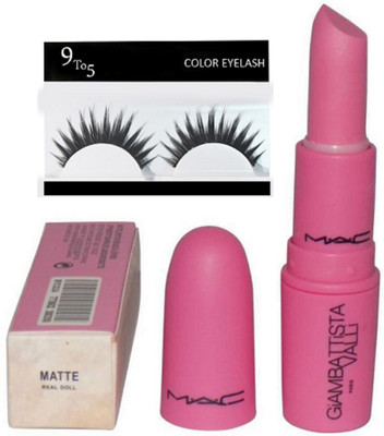 

9 to 5 Eyelashes & Matte finish Long Lasting Real Doll Lipstick(Set of 2)