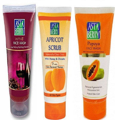 

Astaberry Wine Face wash 100ml + Rice bran Scrub 100ml(Set of 2)