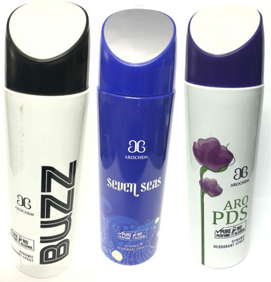 

Arochem Buzz , Seven Seas & Pds Deodorant Spray - For Men(600 ml, Pack of 3)