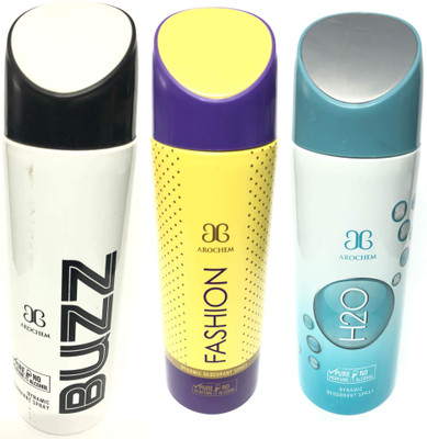 

Arochem Buzz , Fashion & H2o Deodorant Spray - For Men(600 ml, Pack of 3)