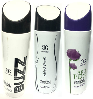 

Arochem Buzz , Black Oudh & Pds Deodorant Spray - For Men(600 ml, Pack of 3)
