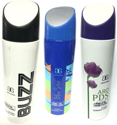 

Arochem Buzz , Blue Star & Pds Deodorant Spray - For Men(600 ml, Pack of 3)