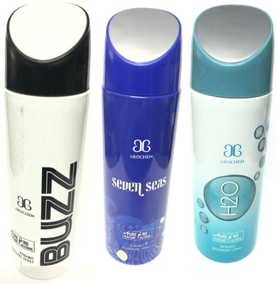 

Arochem Buzz , Seven Seas & H2o Deodorant Spray - For Men(600 ml, Pack of 3)