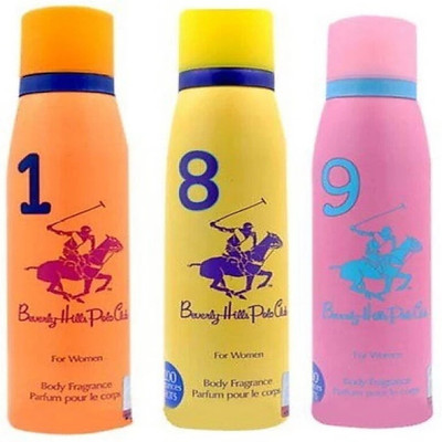 

Beverly Hills Polo Club 1,8 AND 9 Body Spray - For Women(450 ml, Pack of 3)