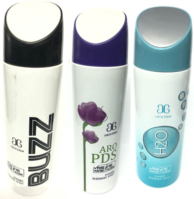 

Arochem Buzz , Pds & H2o Deodorant Spray - For Men(600 ml, Pack of 3)