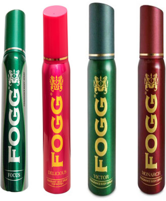 

Fogg MONARCH DEODORANT 120 ML+VICTOR DEODORANT 120 ML+DELICIOUS DEODORANT 120 ML+FOCUS DEODORANT 120 ML Deodorant Spray - For Men & Women(120 ml, Pack of 4)