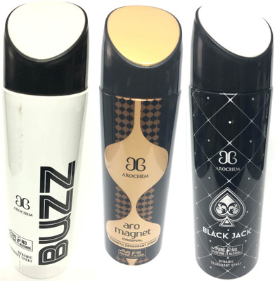 

Arochem Buzz , Magnet & Black Jack Deodorant Spray - For Men(600 ml, Pack of 3)