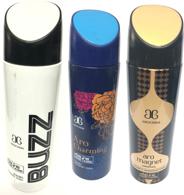 

Arochem Buzz , Charming & Magnet Deodorant Spray - For Men(600 ml, Pack of 3)