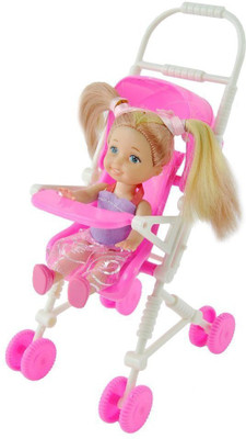 

Qiyun Baby Infant Carriage Stroller For Kelly Doll Barbie Plastic Furniture(Pink, White)