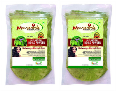 

Malvaniya Herbal Care Natural Indigo Leaves (Indigofera Tinctoria) Powder Combo As Hair Colorant Naturally (200g) Hair Color(Black)