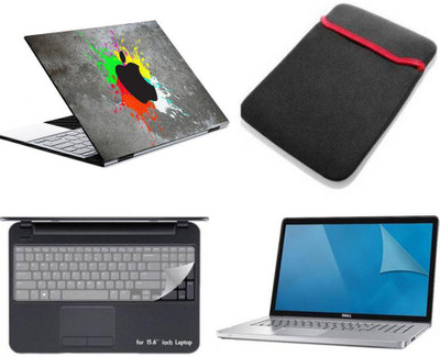 Gallery 83 ® apple logo wallpaper 4 in 1 combo pack with laptop skin sticker decal, laptop sleeve pouch, key guard, Screen protector all are laptop 15.6 inch Combo Set 3003 vinyl Laptop Decal 15.6 Combo Set(Multicolor)