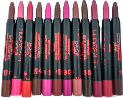 

Huda Beauty Waterproof 12 Pencil Matte Lipstck Long Lasting(multicolor, 24 g)