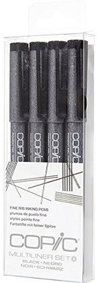 

Copic Multiliner Pen 4 Piece Set Black A (Fine)(Set of 4, Black)