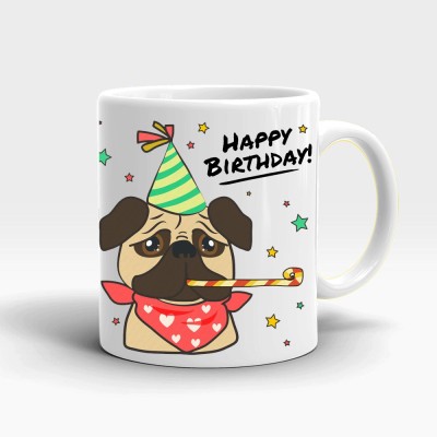 MUGKIN Happy Birthday printed ceramic mug light S01 Ceramic Coffee Mug(350 ml)