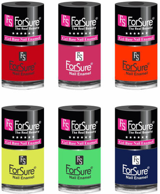 

forsure HD color long lasting matte nail polish (set of 6 ) unique shades hot red, ruby pink, orange, neon yellow, neon green, navy blue(Pack of 6)