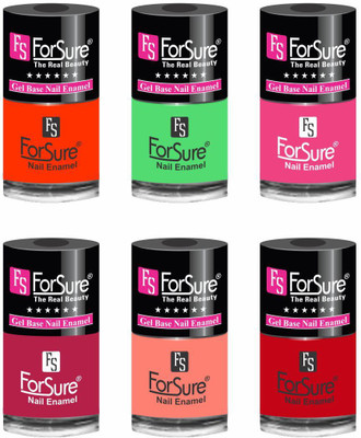 

forsure HD color long lasting matte nail polish (set of 6 ) unique shades orange, neon green, princess pink, mania pink, peach, hot red(Pack of 6)