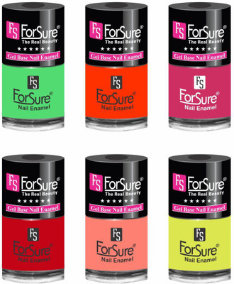 

forsure HD color long lasting matte nail polish (set of 6 ) unique shades neon green, orange, ruby pink, hot red, peach, neon yellow(Pack of 6)