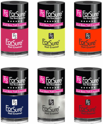 

forsure HD color long lasting matte nail polish (set of 6 ) unique shades mania pink, neon yellow, orange, navy blue, silver, hot red(Pack of 6)