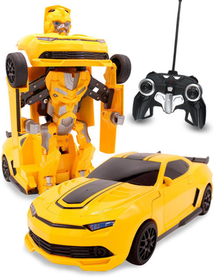 

Kiditos Transformers Remote Control Chevrolet Camaro Bumblebee One Button Transforming Autobot Car(Yellow)