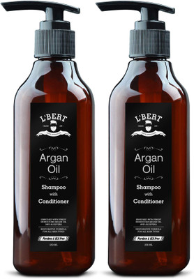 

LBERT Moroccan Argan Oil Shampoo with Conditioner - 500 ML | Vitamin Enriched & Volumizing Treatment for Hair Loss, Damage, Thinning and Regrowth | Gentle on Curly & Color Treated Hair for Men & Women ( Combo Pack of 2 )(500 ml)