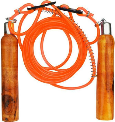 

Leosportz Adjustable Freestyle Wooden Skipping Rope Jump Rope Without Harmful plastic for your kids Freestyle Skipping Rope(Orange, Length: 269 cm)