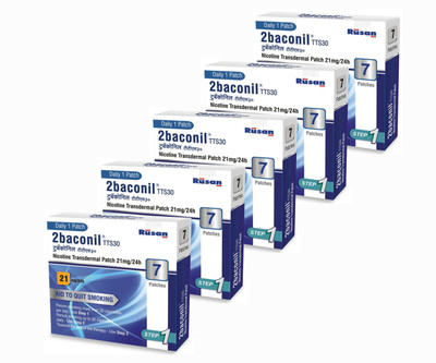 

2baconil Nicotine 21 MG step 1 (35 pcs ) 24 hour patch Smoking Patch(Pack of 7)