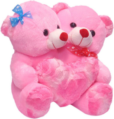 

Fun & Joy Valentine's Special Cute Pink Couple Teddy Bear With Heart - 35 cm(Pink)