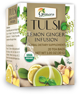 

Grenera Tulsi Lemon Ginger Tea - 20 Tea Bgas / Box Tulsi, Lemon, Ginger Herbal Tea Bags Box(20 Bags)