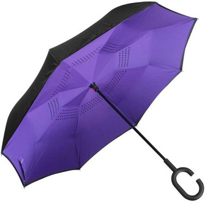 

ELEGANTSHOPPING Folding Umbrella with C Shape Handle Umbrella (Multicolor) Umbrella(Multicolor)
