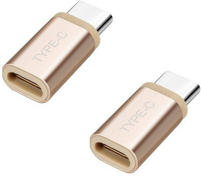 

VU4 Set Of 2 MICRO USB TO C TYPE CHARGING CONVERTER CABLE (Gold) USB Adapter(Gold)