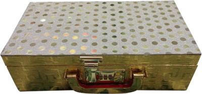 

Haryana Craft Golden Wood 2 Rods Bangle Box With Lock System( size is L x B x H (cm) - 26*16*9 Bangles Box Vanity Box(Golden)