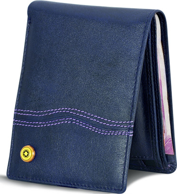 

POLLSTAR Men Blue Genuine Leather Wallet(6 Card Slots)