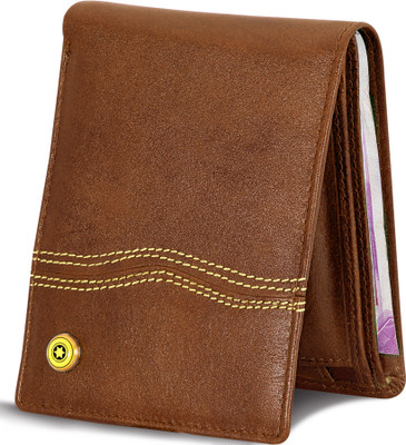 

POLLSTAR Men Brown Genuine Leather Wallet(6 Card Slots), Tan