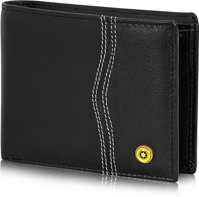 

POLLSTAR Men Black Genuine Leather Wallet(6 Card Slots)