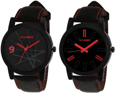 

Newman AJ Stylish Simple Black & Simple Red Black Analog Watch - Men's & Boys Watch - For Men