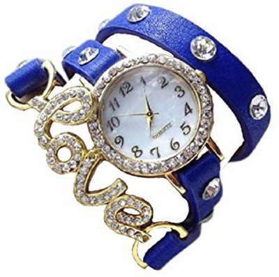 

SPINOZA Diamond studded Blue love leather Bel Watch - For Women