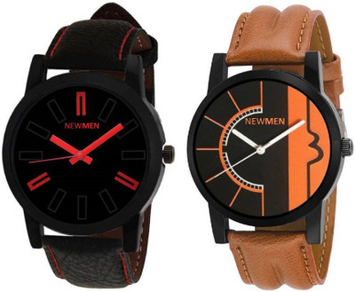 

Newman AJ Stylish Simple Black & Orange&Black Dial Analog Watch - Men's & Boys Watch - For Men