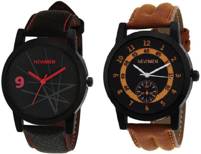 

Newman AJ Stylish Red Simple Black & Multi Color Brown belt Analog Watch - Men's & Boys Watch - For Men
