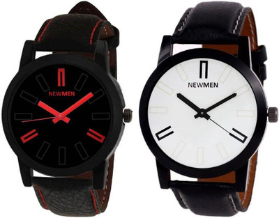 Newman AJ Stylish Simple Black & Simple White Analog Watch - Men's & Boys Watch - For Men