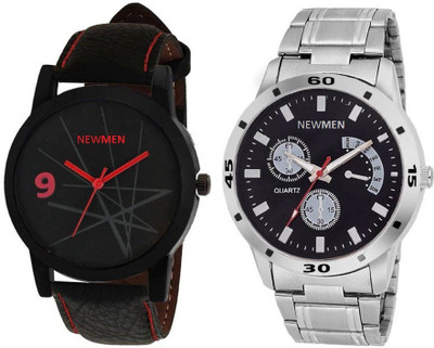 

Newman AJ Stylish Skimi Black & Silver Stil belt Analog Watch - Men's & Boys Watch - For Men