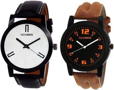 

Newman black and brown glosy leather combo Watch - For Men