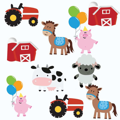 

PARTY PROPZ Farmhouse Cardstock Cutout (10 Pieces) For Farmhouse/Barnyard Birthday Decoration