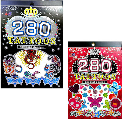 

Ascend Store Combo of 2 Tattoo Booklets of Attractive Designs for Kids.