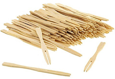 

Gurukripa ind Guru Kripa industries 8 cm bamboo birchwood fruit picks /mini cocktail forks (Pack of 160)