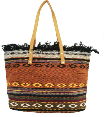 

Elysian Canvas & Genuine Leather Tote Bag Shoulder Bag(Multicolor, 17 inch)