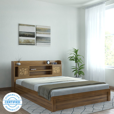 37 Off On Spacewood Engineered Wood King Box Bed Finish Color Natural Teak On Flipkart Paisawapas Com